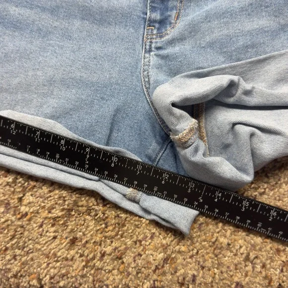 American Eagle Mom Shorts Womens 14 Light Wash Blue High Rise Stretch Denim 3 In - Picture 9 of 10